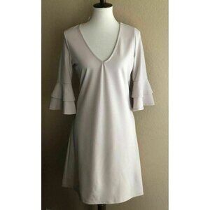 The Vanity Room Womens Beige Ruffle Sleeve Dress M